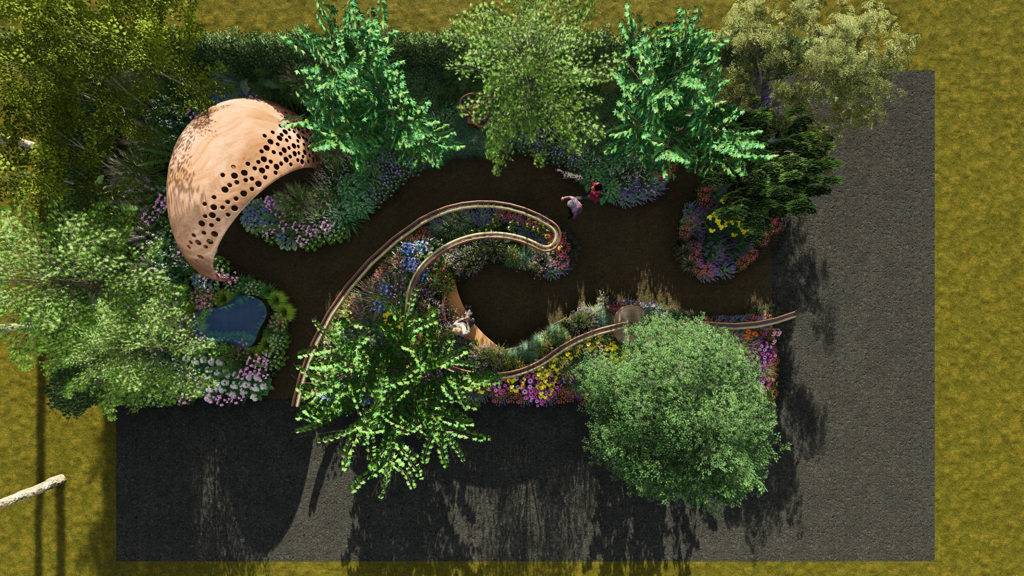 A top down view of Parkinson's UK - A Garden for Every Parkinson's Journey.