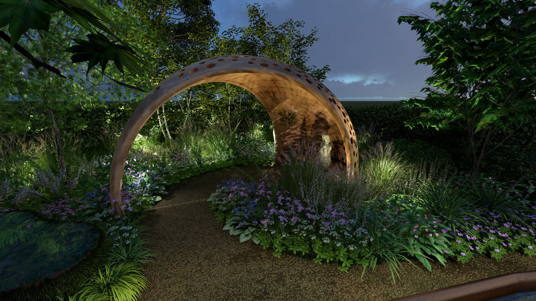 The 'night time' planting area of Parkinson's UK - A Garden for Every Parkinson's Journey.