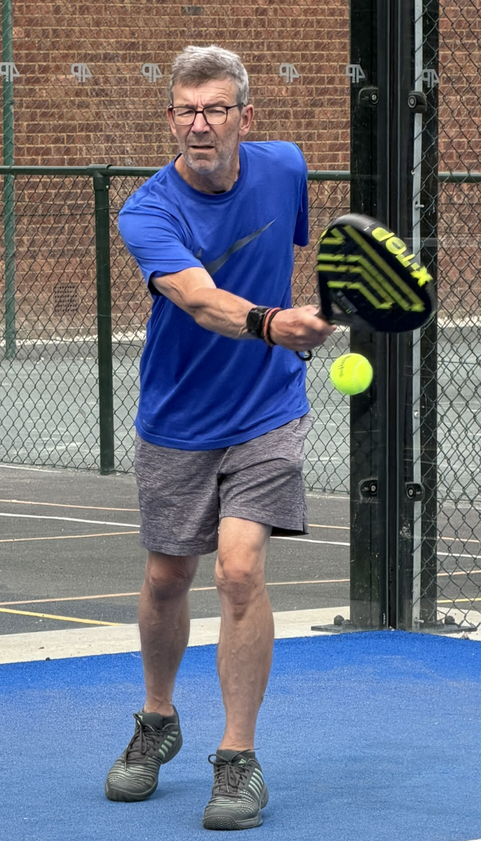 Mark playing padel, as part of our National Fitness Day story