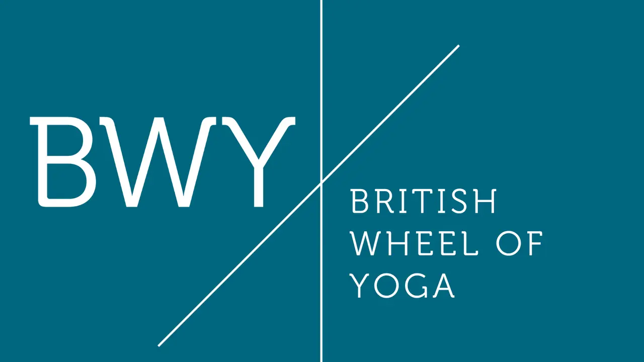 The British Wheel of Yoga logo in dark green with white lettering