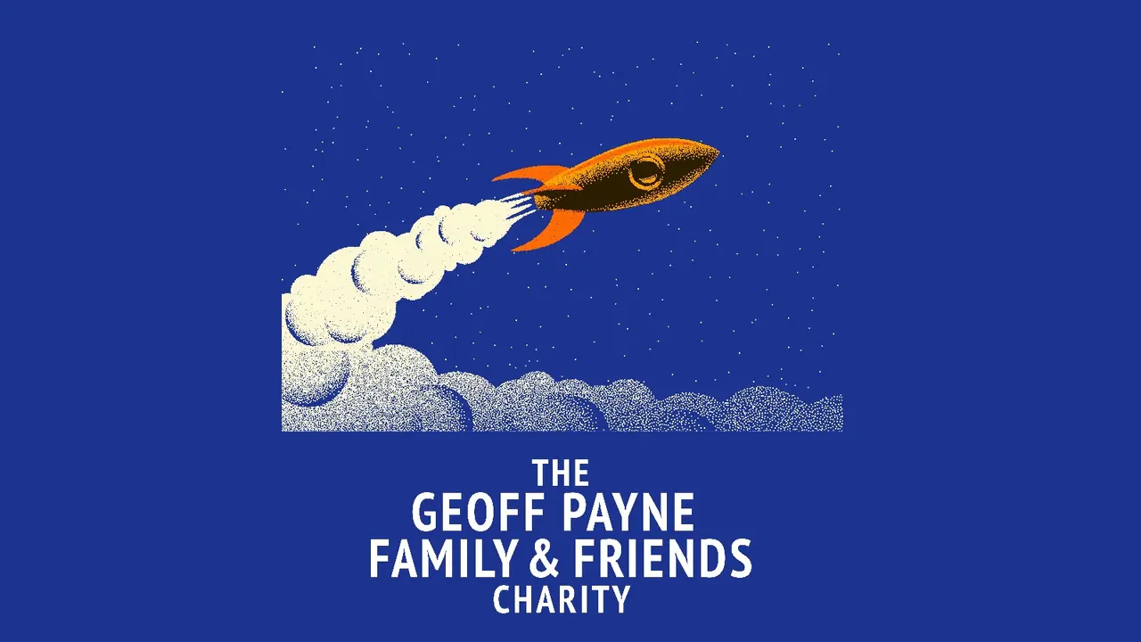 An image of the Geoff Payne Charity logo in blue, white and orange