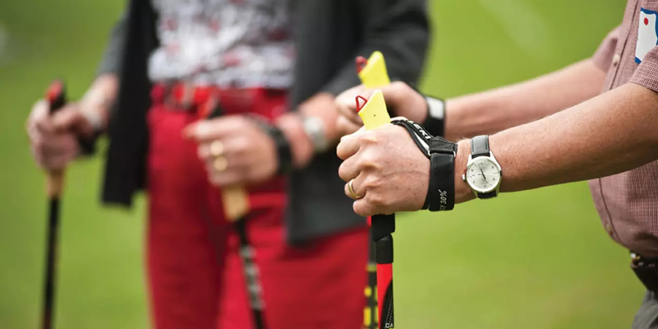 People with Parkinson's exercising with Nordic walking poles