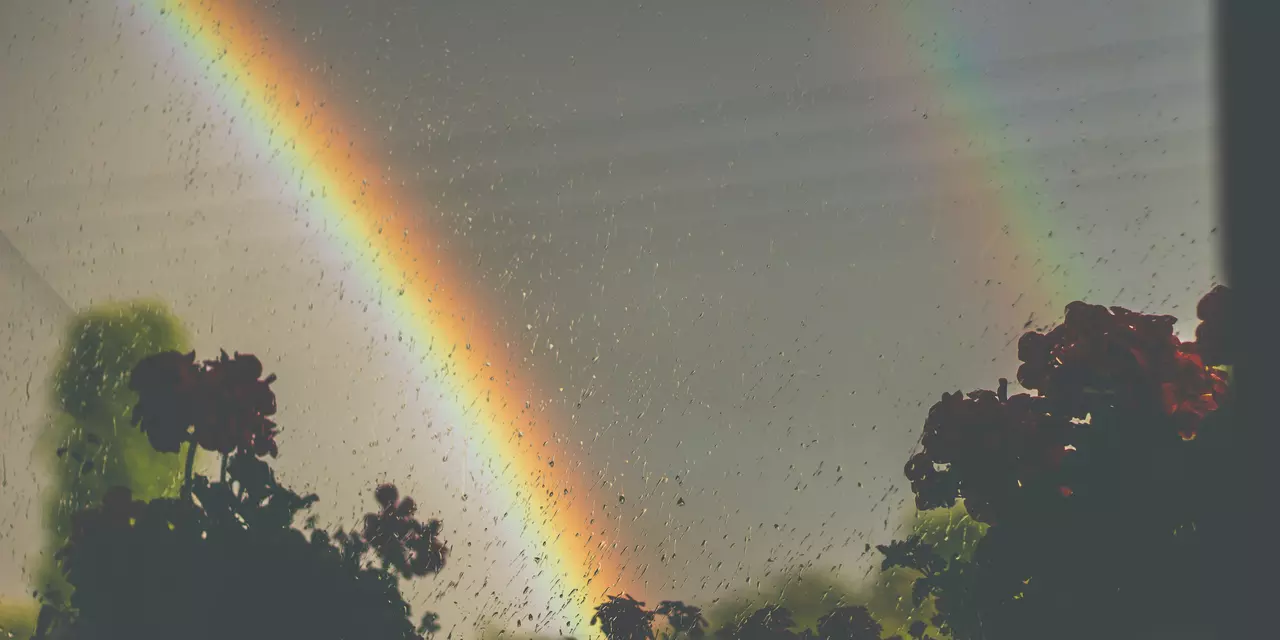 Rainbow through window