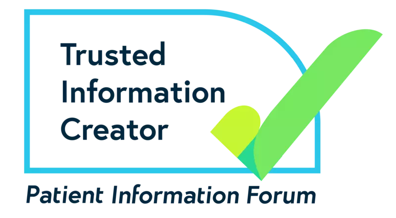 Logo with a tick saying Trusted Information Creator, Patient Information Forum