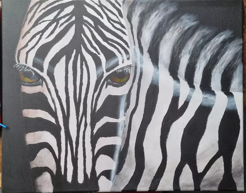 A painting of a zebra's head
