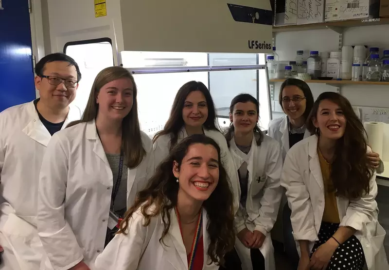 Dr Maria Doitsidou and her team in a lab